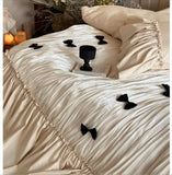 Load image into Gallery viewer, Cloud milk Fu < unk > French romantic princess cotton polished pure cotton four-piece set pure cotton niche heavy industry bed skirt quilt cover