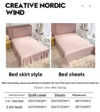 Load image into Gallery viewer, French butterfly carved milk fleece four-piece set winter girl coral fleece double-sided fleece quilt cover fleece bed skirt bed sheet
