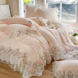Load image into Gallery viewer, French premium cotton long-staple cotton bed cover four-piece princess style lace quilt cover pure cotton bedding
