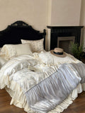 Load image into Gallery viewer, Romantic retro butterfly princess wind cotton satin long staple cotton four-piece set pure cotton bed sheet French lace quilt cover 4