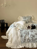 Load image into Gallery viewer, French retro summer Lenzing Tencel four-piece cool silky ice silk lace quilt cover light luxury premium bed sheet