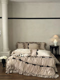 Load image into Gallery viewer, French girl heart thickened milk fleece winter four-piece set fleece warm retro bow retro quilt cover bedding