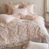 Load image into Gallery viewer, French girl heart romantic rose cotton long-staple cotton four-piece set lace lace quilt cover bed cover girl bedding