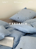 Load image into Gallery viewer, FANTASIA Collection Dream Planet [Clear Sky Fat Bear] Striped Embroidery Double Layer Yarn Cotton Four-piece Cotton Sheet
