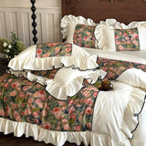 Load image into Gallery viewer, French oil painting retro style 100S long-staple cotton four-piece flower printing pure cotton ruffle edge quilt cover bedding