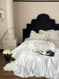 Load image into Gallery viewer, French romantic satin long-staple cotton white four-piece set, high-grade pure cotton lace bed skirt, cotton princess style bedding