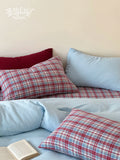 Load image into Gallery viewer, FANTASIA Collection Dream Planet [Snow Night Neon Light] Red and Blue Plaid Cotton Double Yarn Four-piece Cotton Sheet
