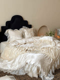 Load image into Gallery viewer, French fairy gas romantic jacquard cotton long-staple cotton four-piece set pure cotton lace edge bed cover quilt cover princess wind bedding