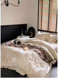 Load image into Gallery viewer, Serafina  French Romantic Jacquard Cotton Abraded Four-piece Cotton Pleated Lace Princess Quilt Cover Bedding