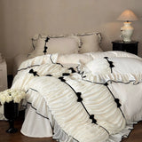 Load image into Gallery viewer, French girl heart thickened milk fleece winter four-piece set fleece warm retro bow retro quilt cover bedding