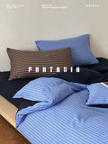 Load image into Gallery viewer, Nordic Bauhaus style blue stripes cotton washed cotton four-piece cotton sheets