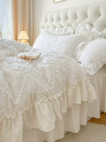 Load image into Gallery viewer, Ins Internet celebrity white cotton washed cotton bed four-piece set girl heart padded cotton quilt cover light luxury high-end bed sheet 4