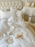 Load image into Gallery viewer, Ins Internet celebrity white cotton washed cotton bed four-piece set girl heart padded cotton quilt cover light luxury high-end bed sheet 4
