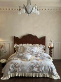 Load image into Gallery viewer, Autumn and winter retro princess style cotton polished four-piece set thickened warm romantic flower quilt cover pure cotton bedding