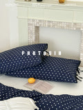 Load image into Gallery viewer, FANTASIA Collection Dream Planet [Endless Play] Retro Polka Dots Dark Blue Cotton Four-piece Cotton Sheet