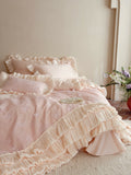 Load image into Gallery viewer, French romantic cotton long-staple cotton four-piece set three-dimensional butterfly lace quilt cover pure cotton girl heart bed products