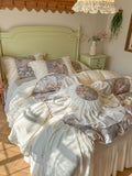 Load image into Gallery viewer, French retro pastoral flower cotton bed four-piece set pure cotton lace quilt cover princess wind bed skirt bedding