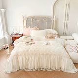 Load image into Gallery viewer, French lace edge thickened milk fleece four-piece set bow princess wind coral fleece quilt cover high-end bedding