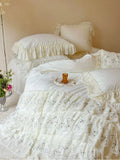 Load image into Gallery viewer, French cream lace four-piece cotton high-end winter polished bed sheet girl princess pure cotton quilt cover