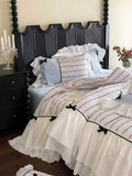 Load image into Gallery viewer, Korean girl heart cotton washed cotton four-piece set double-layer lotus leaf lace bow quilt cover soft pure cotton bedding