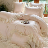 Load image into Gallery viewer, Girl's heart cotton long-staple cotton four-piece set three-dimensional rose French lace quilt cover sheets princess style bedding