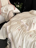 Load image into Gallery viewer, French Romantic Flower Embroidery Ultra Soft Tencel Cotton Bed Four-piece Set Lace Lace Quilt Cover Soft Naked Bedding