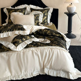 Load image into Gallery viewer, Gilt butterfly  French retro wind long-staple cotton four-piece set satin jacquard lotus leaf edge quilt cover princess wind bedding