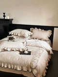 Load image into Gallery viewer, Autumn and winter French cotton polished four-piece romantic lotus leaf lace quilt cover thickened warm 1.8m bedding