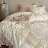 Load image into Gallery viewer, Lanxu Home Textiles French Girl Premium Jacquard Tencel Cotton Four-piece Set Lace Lace Quilt Cover Princess Wind Bedding