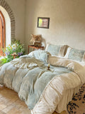 Load image into Gallery viewer, French princess winter thickened milk fleece bed four-piece set pleated lace quilt cover double-sided coral plush sheets