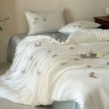 Load image into Gallery viewer, French light luxury small fresh summer Lenzing Tencel four-piece butterfly embroidered quilt cover cool silky bedding