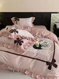 Load image into Gallery viewer, French girl heart 100 pcs satin long-staple cotton four-piece set cotton pure cotton bow princess style bed sheet quilt cover 4