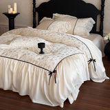 Load image into Gallery viewer, French Romantic Tencel Cotton Four-piece Princess Wind Jacquard Chiffon Lace Quilt Cover Silky Sleeping Naked Girl Heart Sheet