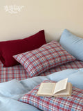 Load image into Gallery viewer, FANTASIA Collection Dream Planet [Snow Night Neon Light] Red and Blue Plaid Cotton Double Yarn Four-piece Cotton Sheet