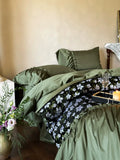 Load image into Gallery viewer, French light luxury cotton long-staple cotton four-piece bed skirt princess style pure cotton ruffle edge quilt cover high-end bedding