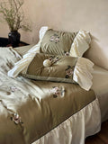Load image into Gallery viewer, French light luxury cotton 100 long staple cotton four-piece set retro printing quilt cover bed sheet pure cotton satin lace bedding