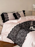 Load image into Gallery viewer, French girl pure cotton satin four-piece set cotton black lace long-staple cotton mattress sheets bedding