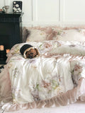 Load image into Gallery viewer, French romantic bed skirt four-piece set of 100 tencel cotton glazed yarn lace oil painting quilt cover silky smooth naked sleeping bedding 4