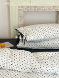 Load image into Gallery viewer, FATASIA Collection Dream Planet [Birds and Meteors] Retro Black and White Polka Dots Cotton Four-piece Cotton Sheet