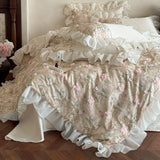 Load image into Gallery viewer, Lanxu Home Textiles French Romantic Long Staple Cotton Four-piece Set Lace Flower Embroidery Quilt Cover Pure Cotton Spring and Summer Girls Bedding