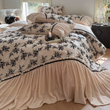 Load image into Gallery viewer, French retro wind milk fleece bed four-piece set thickened flange coral fleece princess quilt cover sheets light luxury bedding