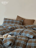 Load image into Gallery viewer, FANTASIA Dream Planet [Salt Glaze Muyuan] Retro Plaid Cotton Double Yarn Four-piece Cotton Sheet