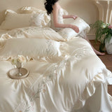 Load image into Gallery viewer, Lan Xu Home Textiles French Princess Style 100S Tencel Cotton Four-piece Flower Embroidery Quilt Cover Girl's Heart Sheet Bedding