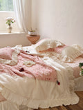 Load image into Gallery viewer, French girl heart cool feeling Tencel Xia Liang quilt four-piece princess style air conditioner quilt summer thin quilt fairy bed cover