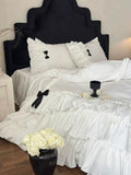 Load image into Gallery viewer, Girl princess cotton washed cotton four-piece set French double-layer lace bow pure cotton quilt cover bedding