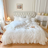 Load image into Gallery viewer, Ins Internet celebrity white cotton washed cotton bed four-piece set girl heart padded cotton quilt cover light luxury high-end bed sheet 4