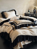Load image into Gallery viewer, French retro lace 100 long-staple cotton four-piece set summer pure cotton ruffle edge quilt cover bed sheet bedding 4