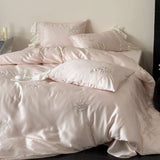 Load image into Gallery viewer, French light luxury Lenzing Tencel bed sheet four-piece set, high-grade cool silky embroidered quilt cover, spring and summer girl bedding