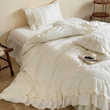 Load image into Gallery viewer, Lanxu Home Textiles Romantic French Princess Style Pure Cotton Jacquard Four-piece Set Lotus Leaf Quilt Cover Girl's Heart Bed Cover Bedding