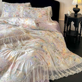 Load image into Gallery viewer, Romantic French princess wind long-staple cotton four-piece set lace lace quilt cover girl heart bed skirt bedding